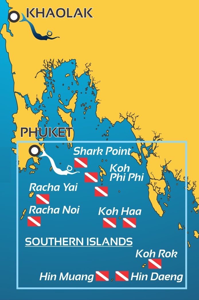 Mapa rejsu: Phuket, Koh Phi Phi, Koh Haa, Hin Daeng, Hin Muang